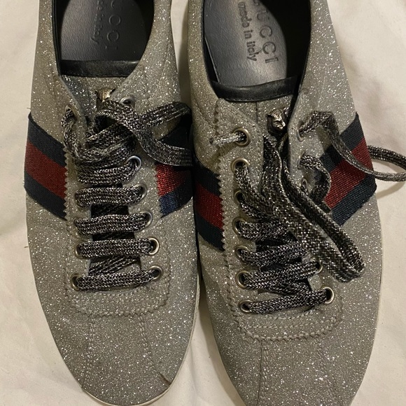 silver sparkle gucci shoes